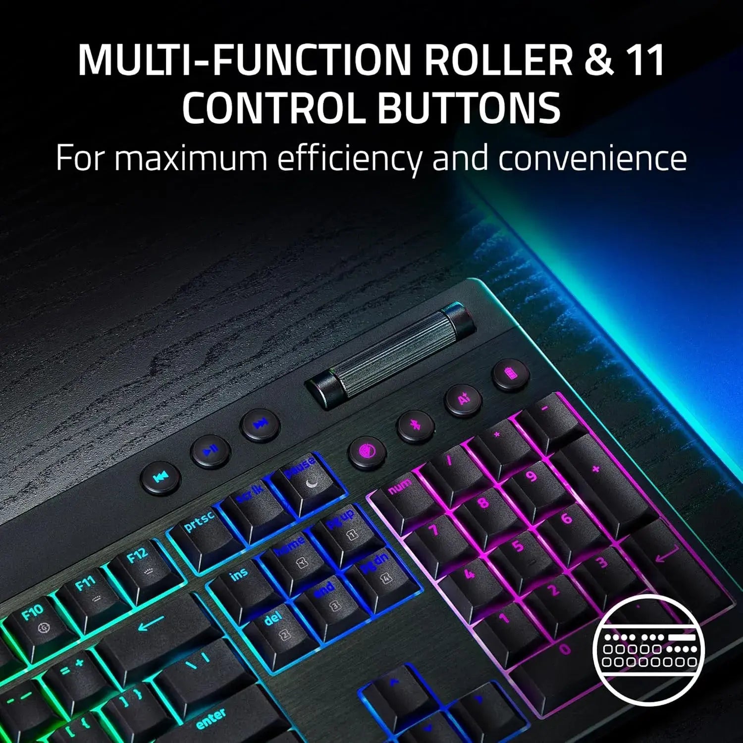 Razer BlackWidow V4 Low Profile HyperSpeed Wireless Gaming Keyboard with Multi-Function Roller and AI-Button - متجر TT Tab للتقنيات الحديثة