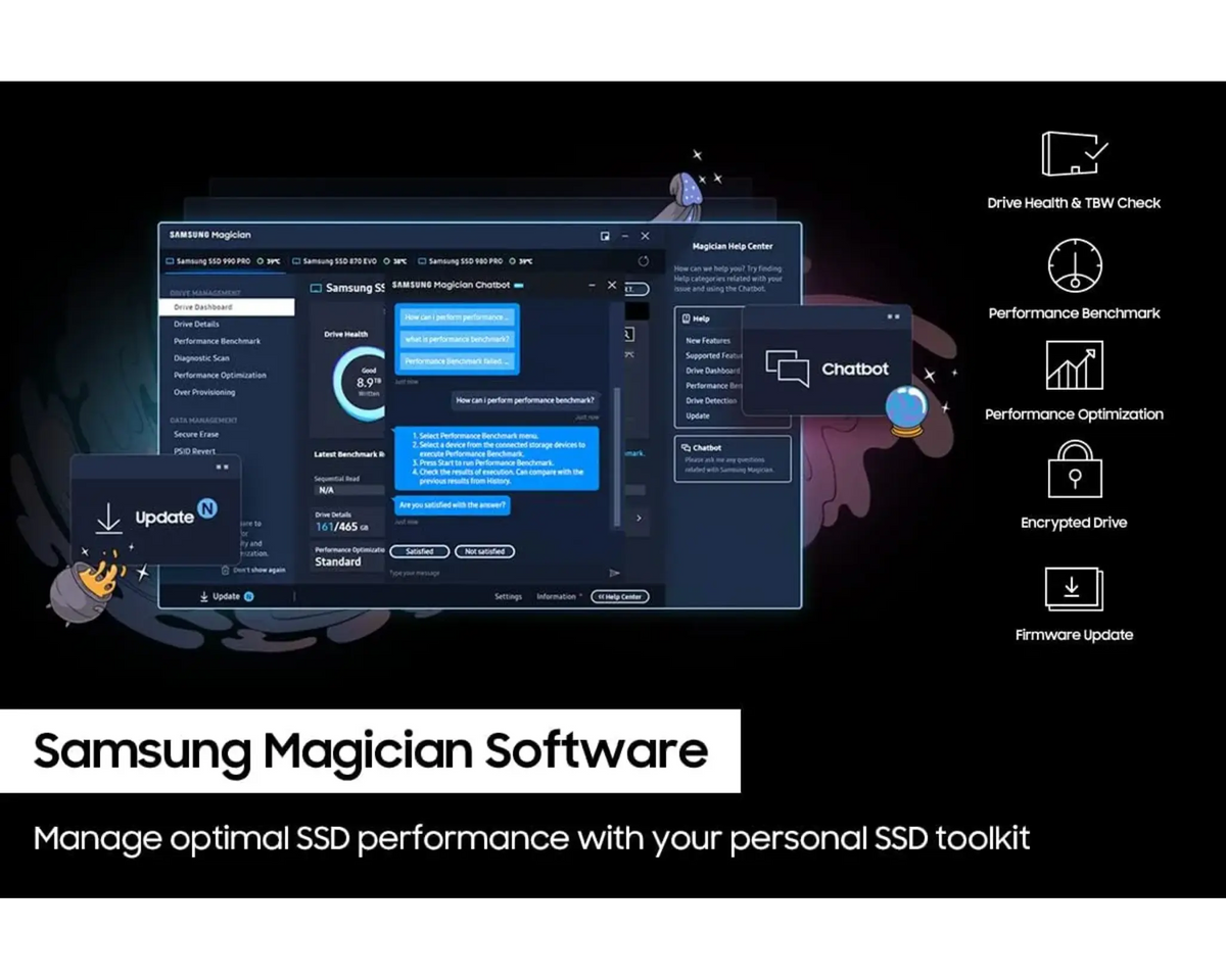 Samsung 990 Pro with Heatsink SSD NVMe Gen4 Support PS5 - متجر TT Tab للتقنيات الحديثة