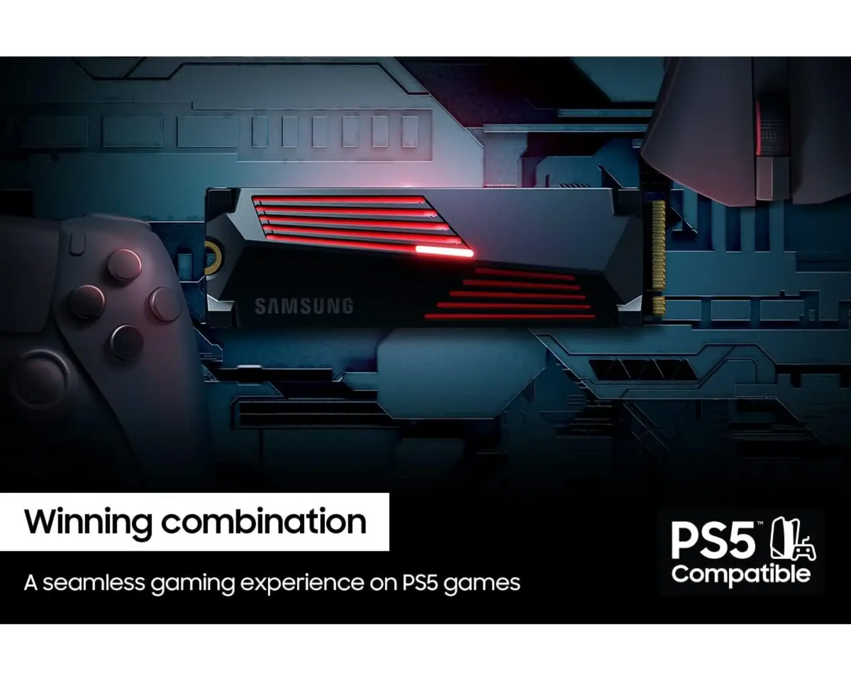 Samsung 990 Pro with Heatsink SSD NVMe Gen4 Support PS5 - متجر TT Tab للتقنيات الحديثة