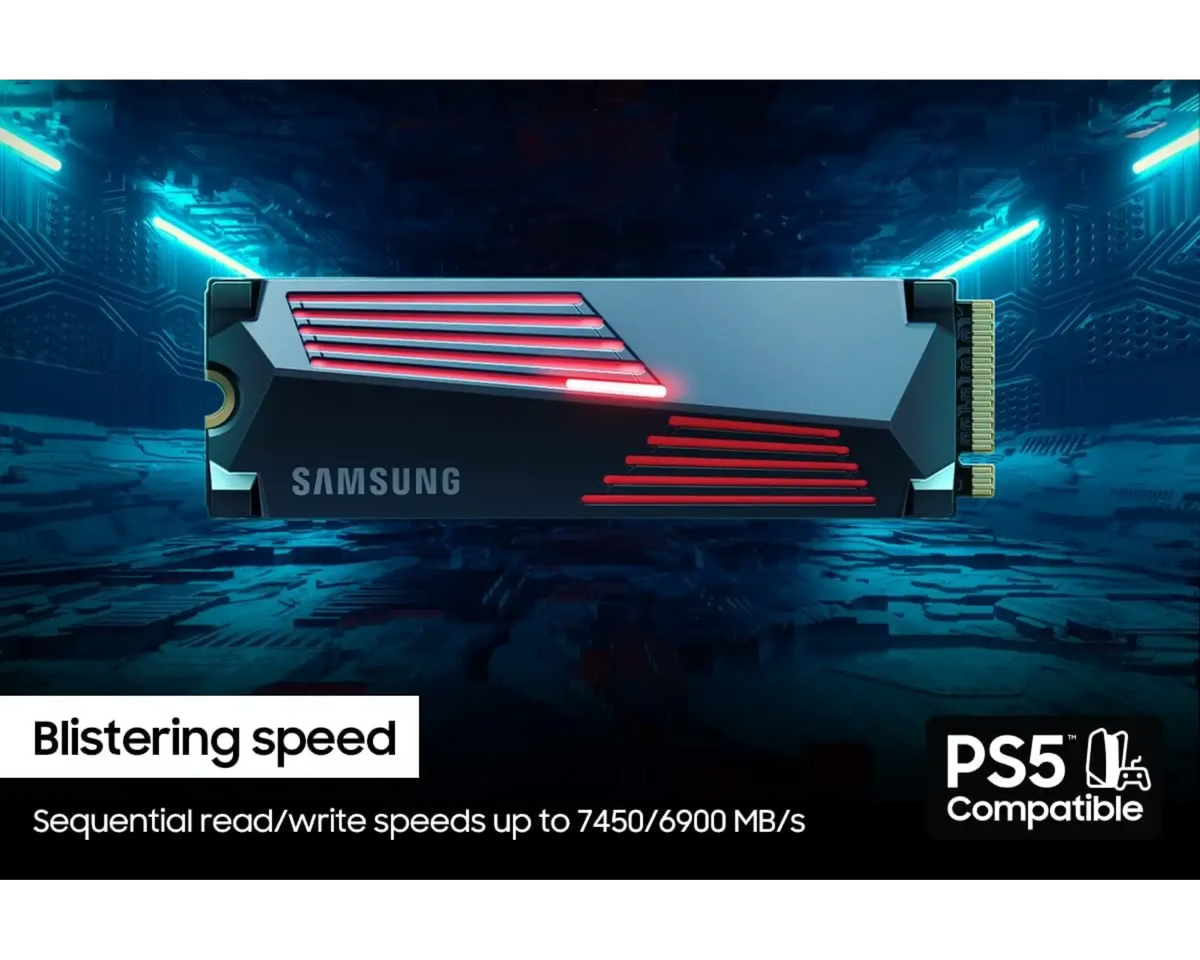 Samsung 990 Pro with Heatsink SSD NVMe Gen4 Support PS5 - متجر TT Tab للتقنيات الحديثة