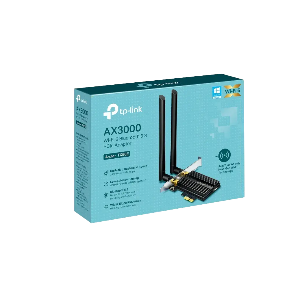 TP-Link Archer TX50E AX3000 Wi-Fi6 Bluetooth 5.3 PCIe Adapter - للتقنيات الحديثة TT TAB متجر