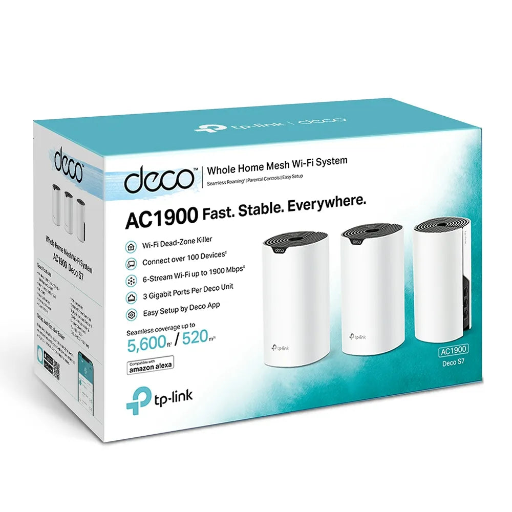 TP-Link Deco S7 AC1900 3-Pack Whole Home Mesh Wi-Fi 5 System