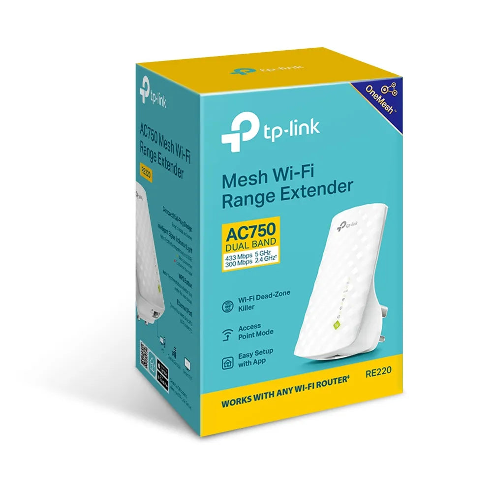 TP-Link RE220 AC750 Mesh Wi-Fi5 Range Extender - للتقنيات الحديثة TT TAB متجر