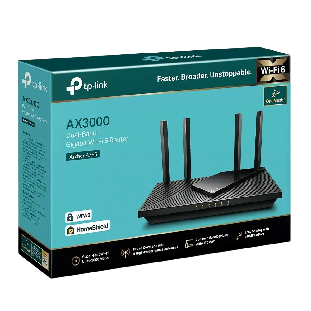 TP-Link Archer AX55 AX3000 Dual Band Gigabit Wi-Fi 6 Router - للتقنيات الحديثة TT TAB متجر