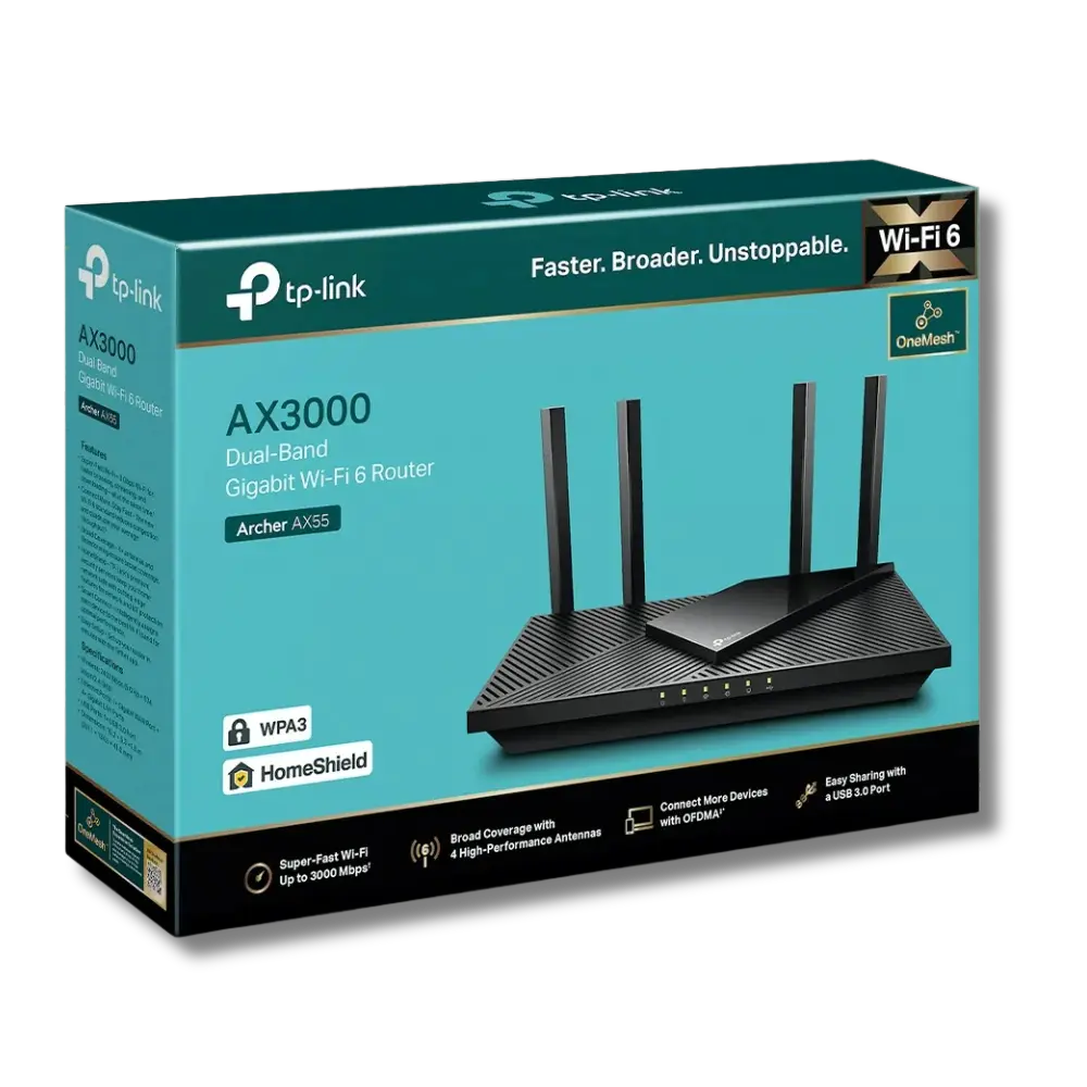 TP-Link Archer AX55 AX3000 Dual Band Gigabit Wi-Fi 6 Router - للتقنيات الحديثة TT TAB متجر