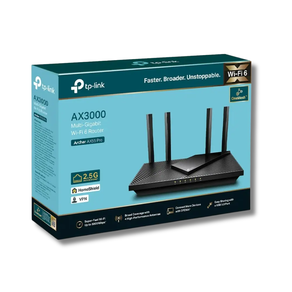 TP-Link Archer AX55 Pro AX3000 Multi-Gigabit Wi-Fi 6 Router with 2.5G Port - للتقنيات الحديثة TT TAB متجر