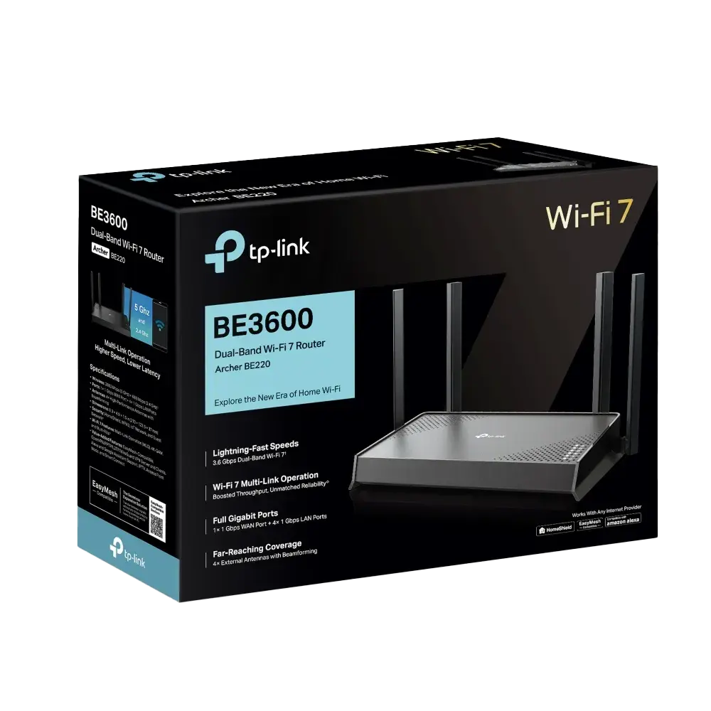 TP-Link Archer BE220 BE3600 Dual-Band Wi-Fi 7 Router - للتقنيات الحديثة TT TAB متجر