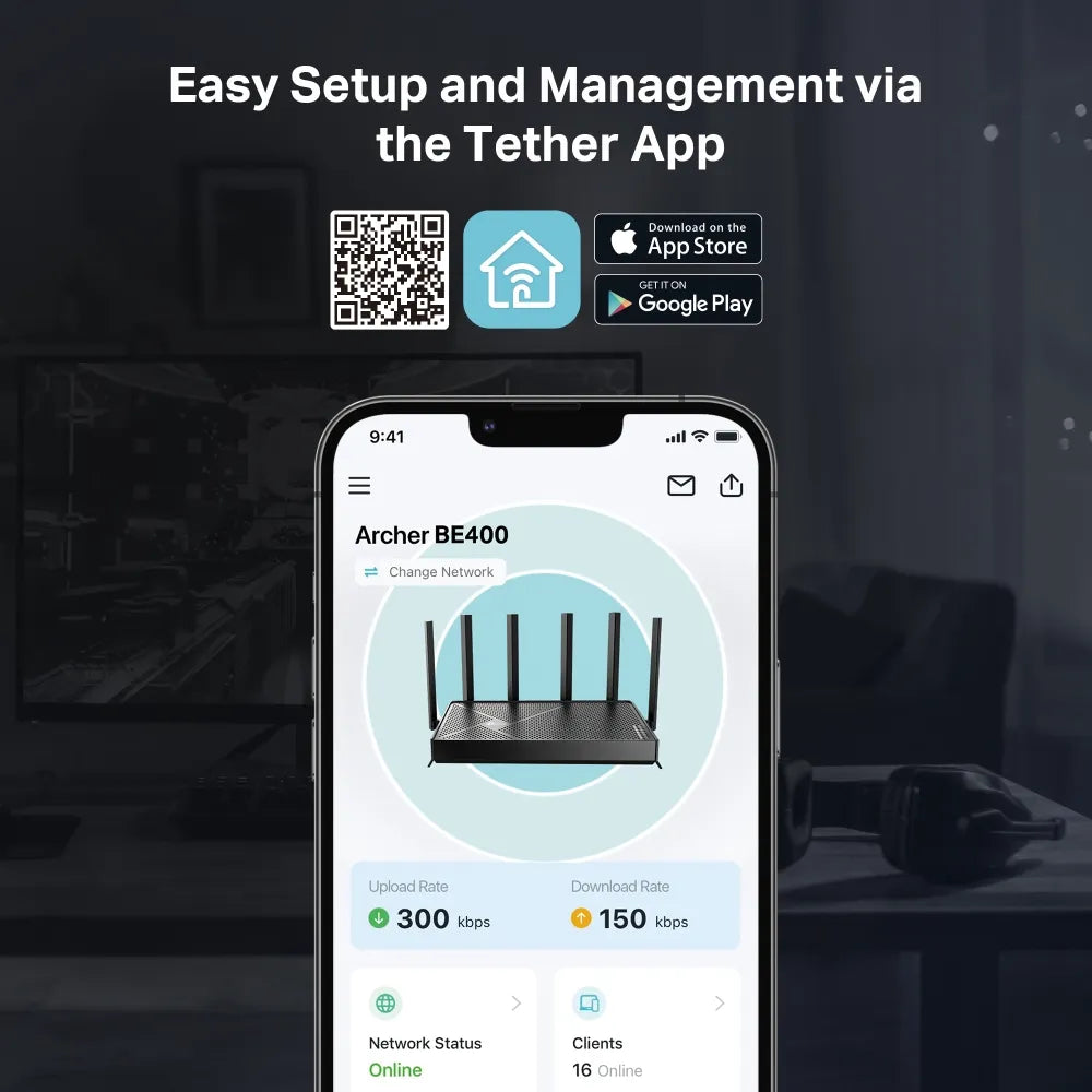 TP-Link Archer BE400 BE6500 Dual-Band Wi-Fi 7 Router - متجر TT Tab للتقنيات الحديثة