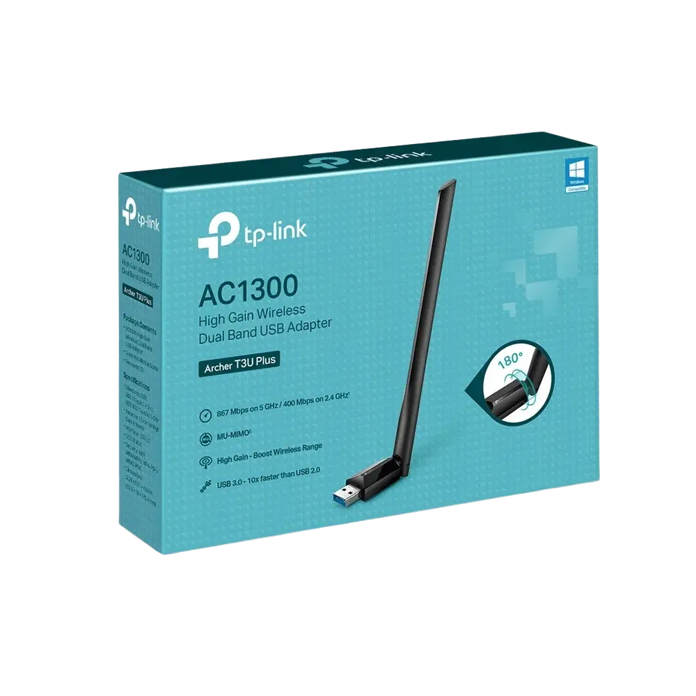 TP-Link Archer T3U Plus AC1300 High Gain Wireless Dual Band USB Adapter - متجر TT Tab للتقنيات الحديثة