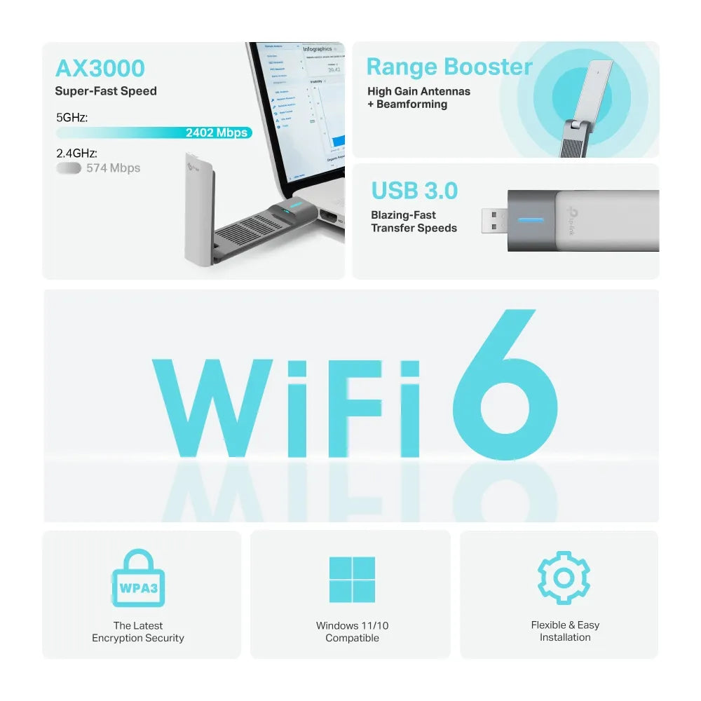 TP-Link Archer TX50UH AX3000 High Gain Wireless USB Adapter - متجر TT Tab للتقنيات الحديثة