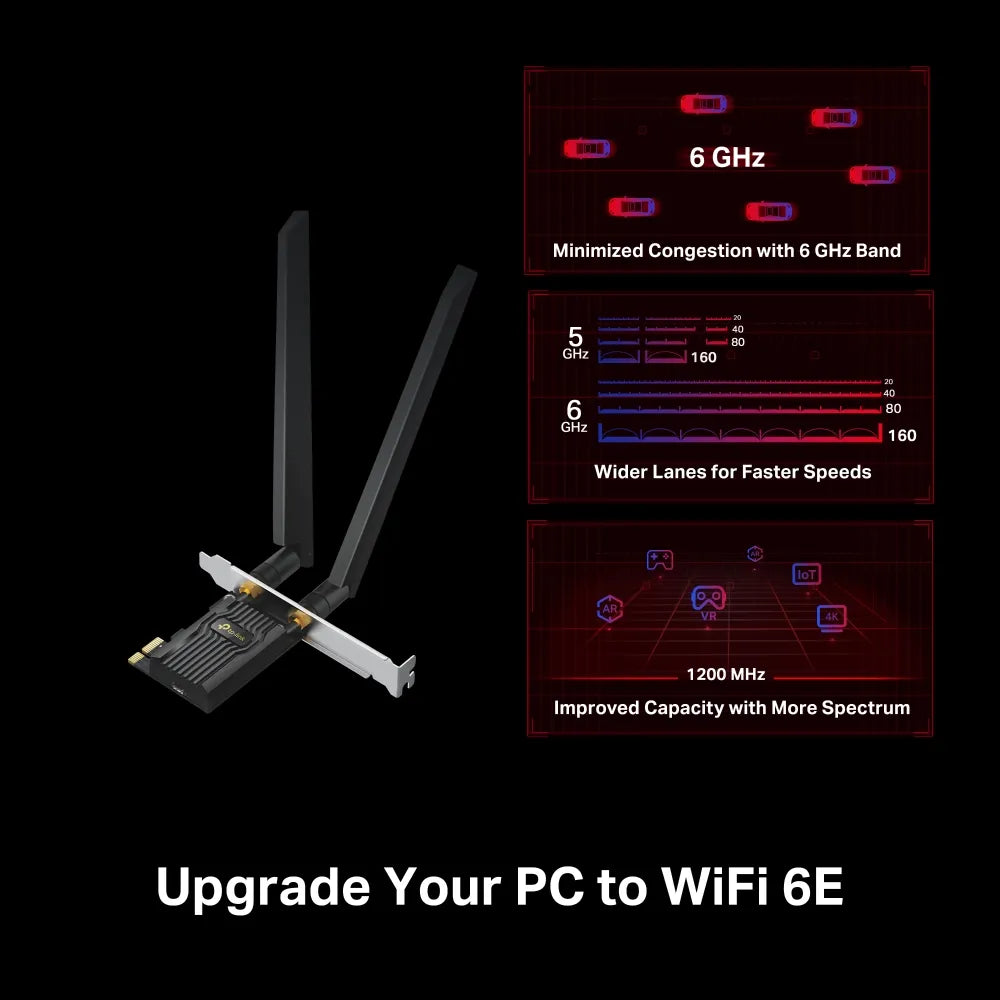 TP-Link Archer TXE72E AXE5400 Wi-Fi 6E Tri-band PCIe Adapter with Bluetooth 5.3 - متجر TT Tab للتقنيات الحديثة