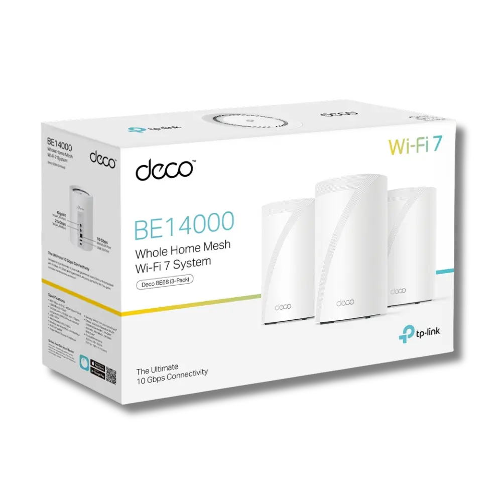 TP-Link Deco BE68 BE14000 3-Pack Tri-Band Whole Home Mesh WiFi 7 System - متجر TT Tab للتقنيات الحديثة