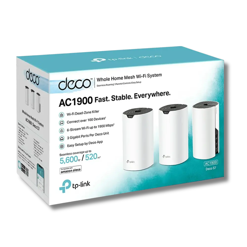 TP-Link Deco S7 AC1900 3-Pack Whole Home Mesh Wi-Fi 5 System - للتقنيات الحديثة TT TAB متجر