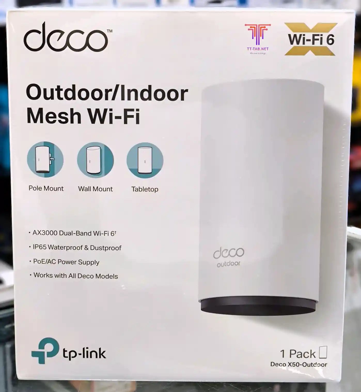 TP-Link Deco outdoor indoor mesh Wi-Fi device packaging