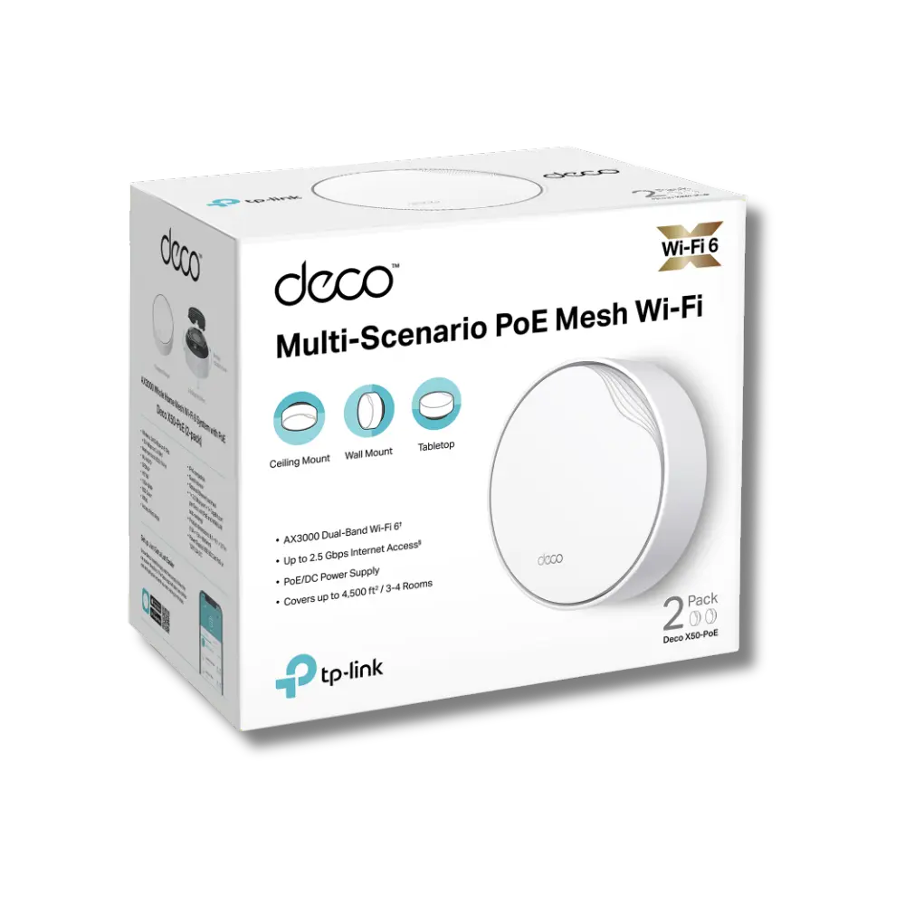 TP-Link Deco X50-PoE AX3000 2-Pack Whole Home Mesh WiFi 6 System with PoE - متجر TT Tab للتقنيات الحديثة