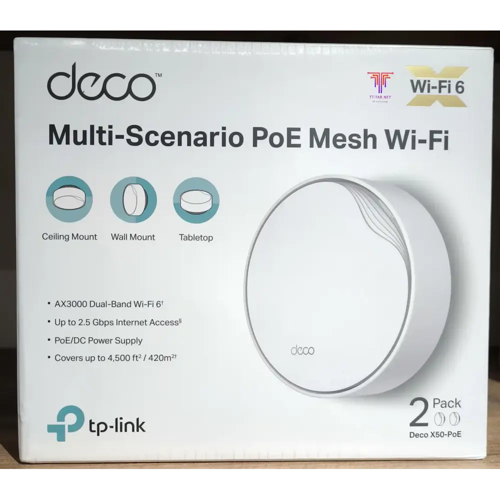 TP-Link Deco X50-PoE AX3000 2-Pack Whole Home Mesh WiFi 6 System with PoE - متجر TT Tab للتقنيات الحديثة