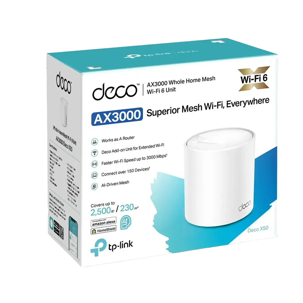 TP-Link Deco X50 AX3000 1-Pack Whole Home Mesh WiFi 6 System - للتقنيات الحديثة TT TAB متجر