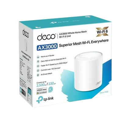 TP-Link Deco X50 AX3000 1-Pack Whole Home Mesh WiFi 6 System