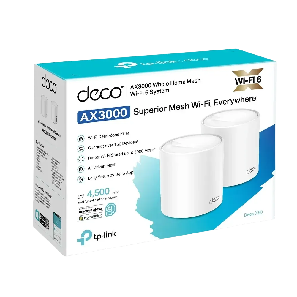 TP-Link Deco X50 AX3000 2-Pack Whole Home Mesh WiFi 6 System - للتقنيات الحديثة TT TAB متجر
