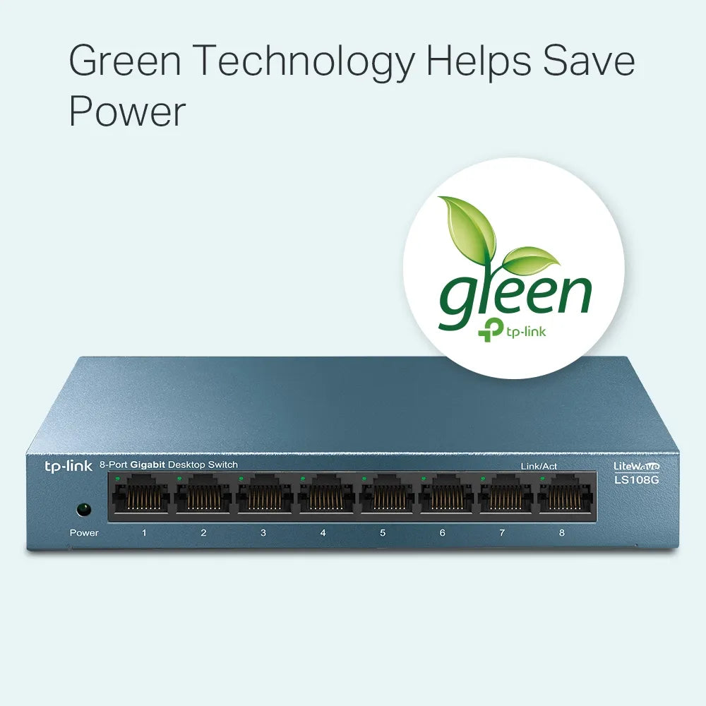 TP-Link LS108G 8-Port 10/100/1000Mbps Desktop Network Switch - متجر TT Tab للتقنيات الحديثة