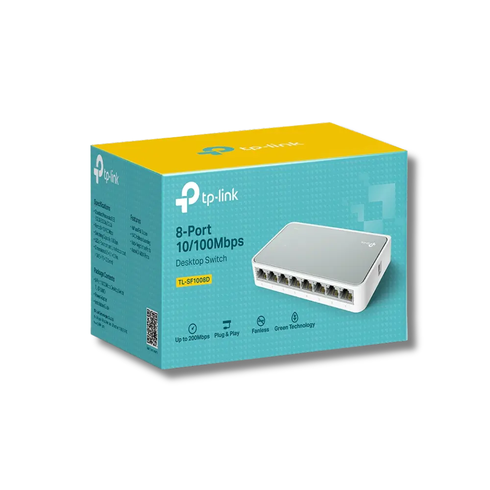 TP-Link TL-SF1008D 8-Port 10/100Mbps Desktop Switch - متجر TT Tab للتقنيات الحديثة