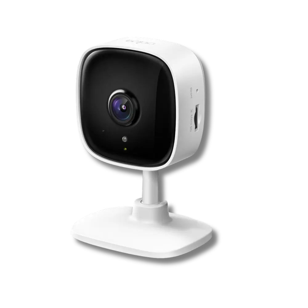TP-Link Tapo C110 Home Security Wi-Fi Camera, white color, with motion detection and a built-in speaker.