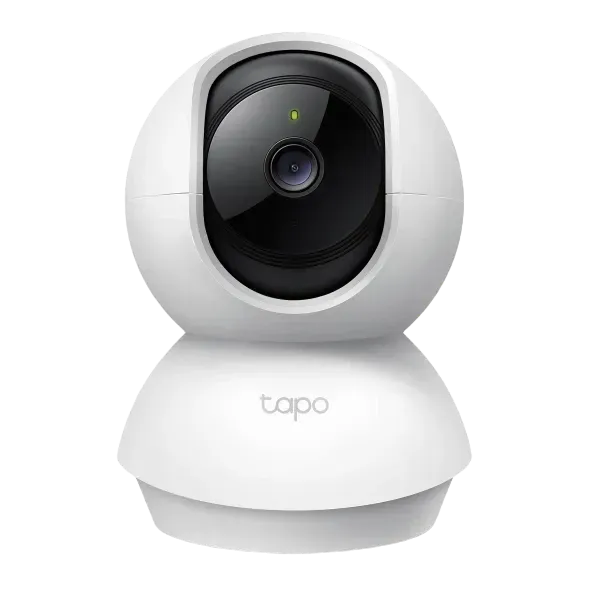 TP-Link Tapo C200 Pan/Tilt Home Security Wi-Fi Camera in white color, with a spherical shape and a visible lens at the top.