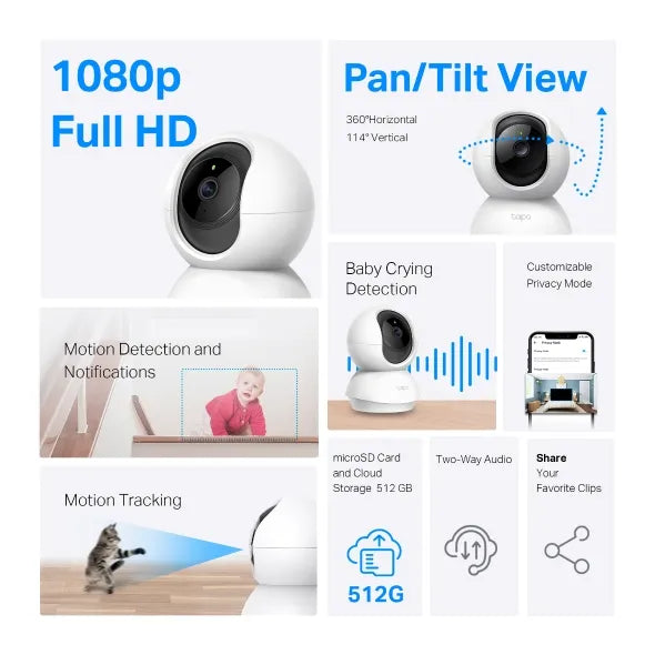 TP-Link Tapo C200 Pan/Tilt Home Security Wi-Fi Camera - للتقنيات الحديثة TT TAB متجر