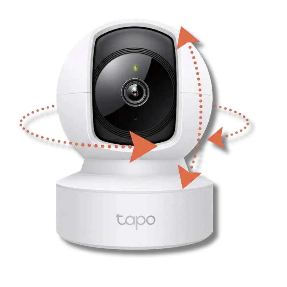 TP-Link Tapo C212 Pan/Tilt Home Security Wi-Fi Camera in white color, with a visible lens and control buttons.
