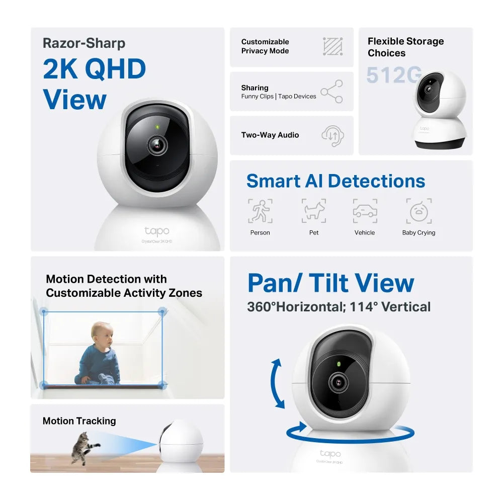 TP-Link Tapo C220 Pan/Tilt AI Home Security Wi-Fi Camera - للتقنيات الحديثة TT TAB متجر
