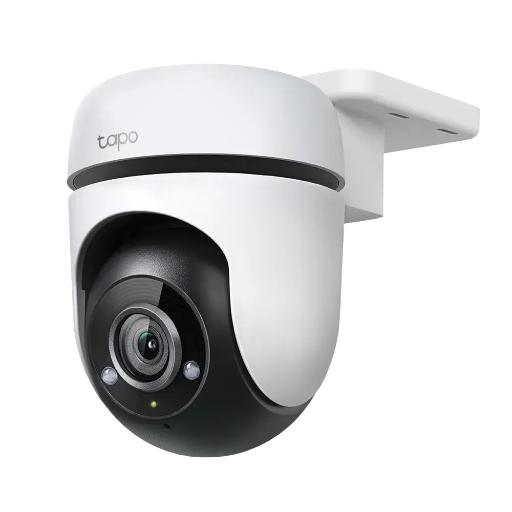 TP-Link Tapo C500 Outdoor Pan/Tilt Security WiFi Camera, white and black in color, with a visible lens at the front and branding on the side.
