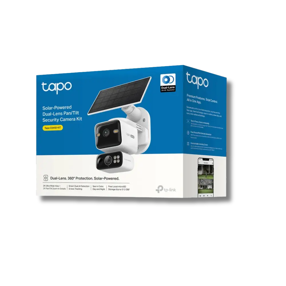 TP-Link Tapo C645D KIT Solar-Powered Dual-Lens Pan/Tilt Security Camera Kit - متجر TT Tab للتقنيات الحديثة