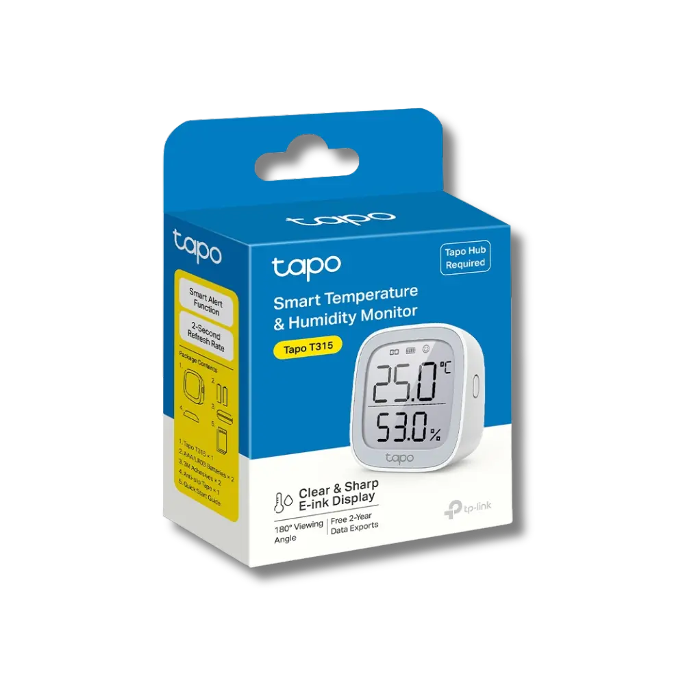 TP-Link Tapo T315 Smart Temperature & Humidity Monitor with 2.7″ E-ink Display - متجر TT Tab للتقنيات الحديثة