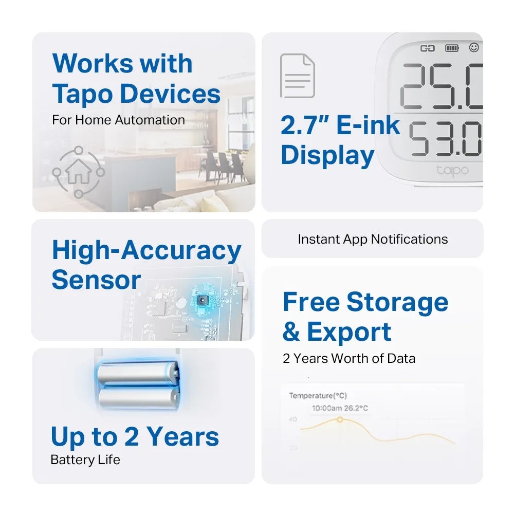 TP-Link Tapo T315 Smart Temperature & Humidity Monitor with 2.7″ E-ink Display - متجر TT Tab للتقنيات الحديثة