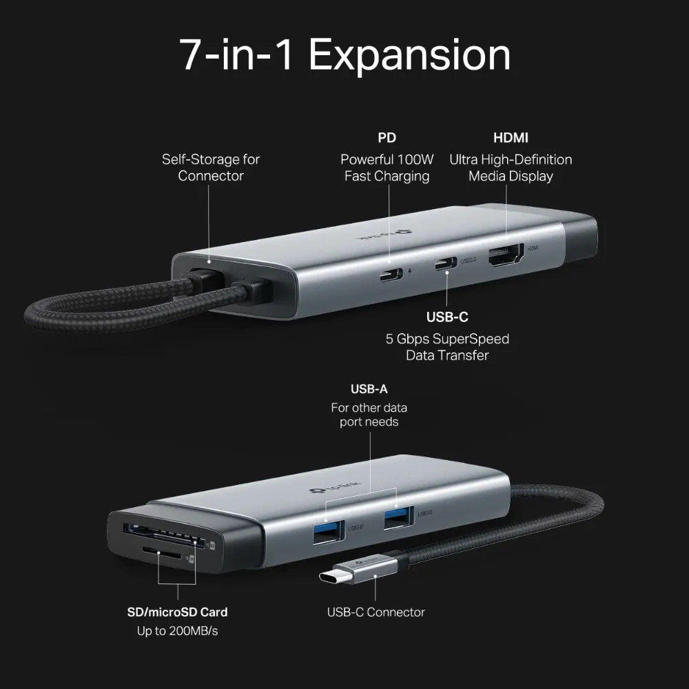 TP-Link UH7020C USB Type-C 7-in-1 Hub - متجر TT Tab للتقنيات الحديثة