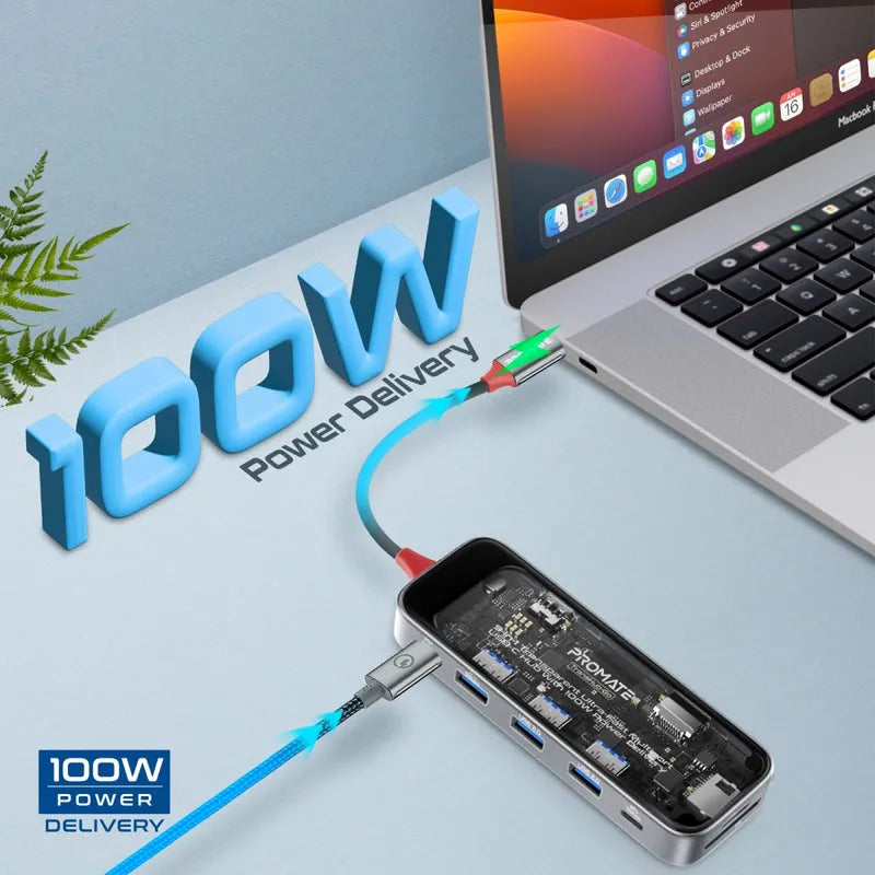 Promate TransHub-Go USB-C Multiport Hub 9-in-1 with 100W PD - للتقنيات الحديثة TT TAB متجر