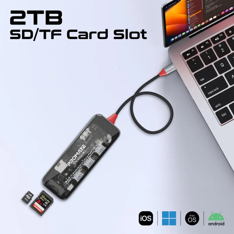 Promate TransHub-Go USB-C Multiport Hub 9-in-1 with 100W PD - للتقنيات الحديثة TT TAB متجر