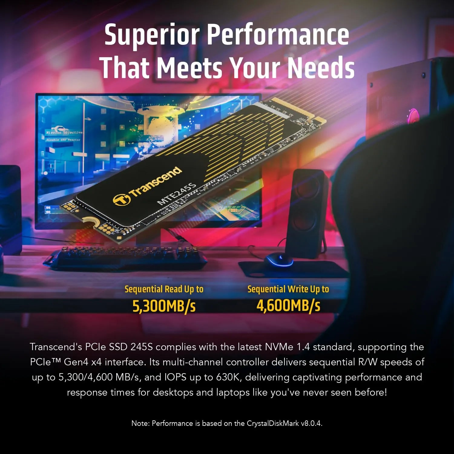 Transcend 245S SSD NVMe Gen4 with Graphene Heat-Spreading Sticker - متجر TT Tab للتقنيات الحديثة