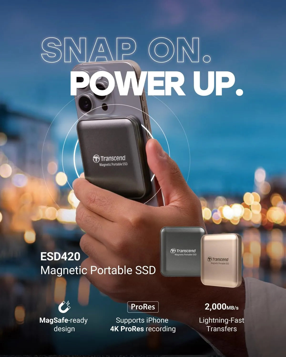 Transcend ESD420 Portable SSD 2000MB/s Support MagSafe