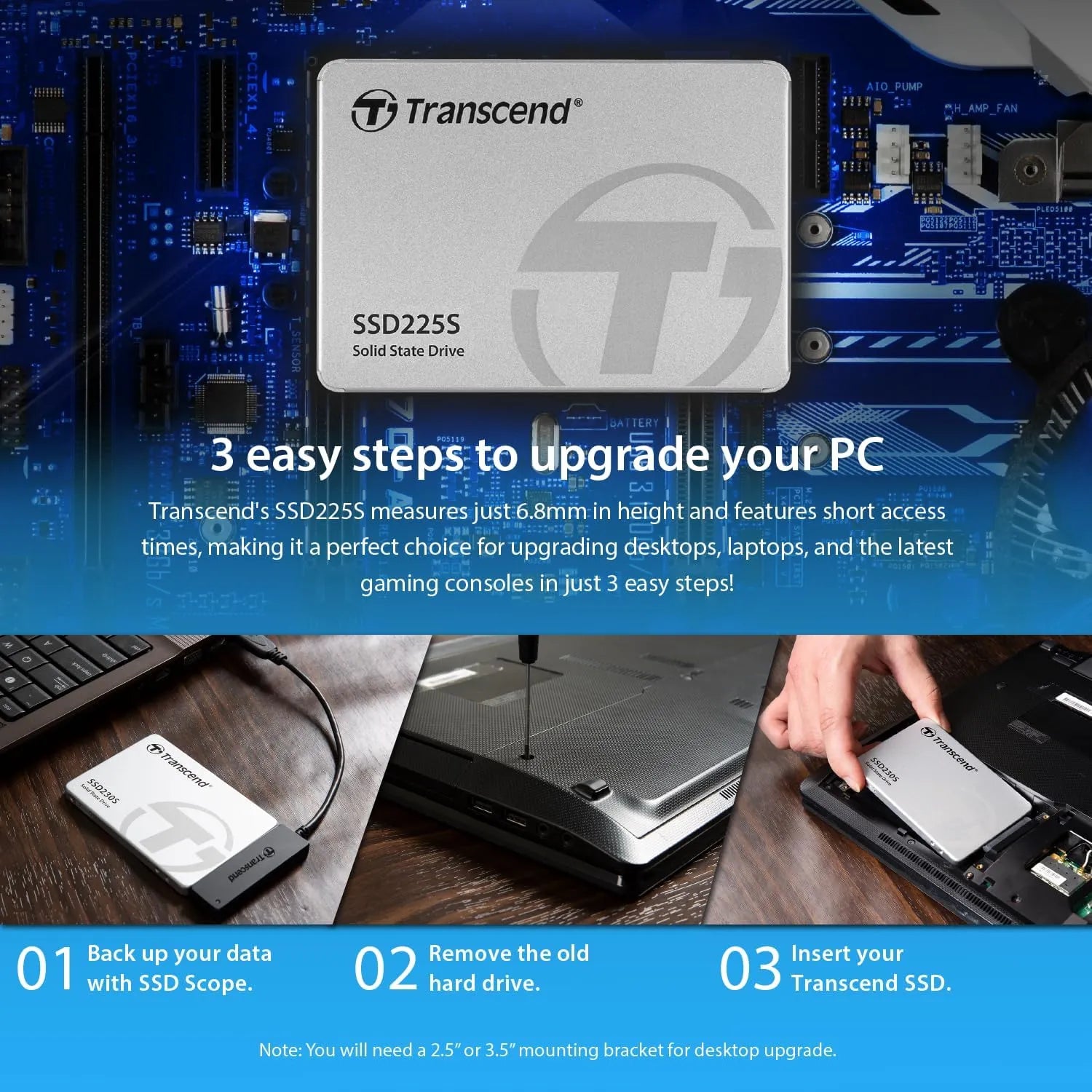 Transcend SSD225S SSD SATA 2.5 - متجر TT Tab للتقنيات الحديثة
