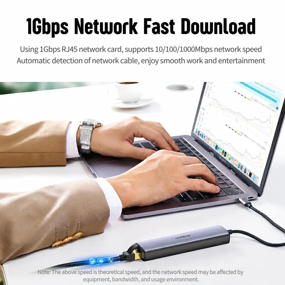 UGREEN 20915 3-Port USB 3.0 Hub with Gigabit Ethernet - متجر TT Tab للتقنيات الحديثة