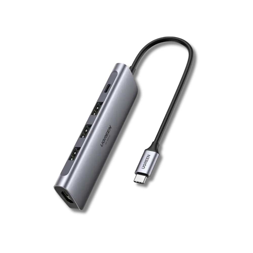 UGREEN 70495 5-in-1 USB-C Hub 3×USB-A 3.0 with 4K@60Hz HDMI & 100W PD Input - متجر TT Tab للتقنيات الحديثة