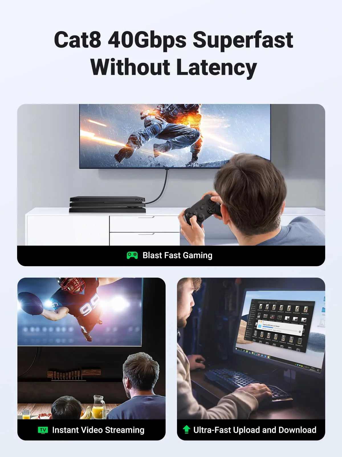 UGREEN Cat 8 F/FTP 40Gbps 2000MHz Ethernet Cable - متجر TT Tab للتقنيات الحديثة