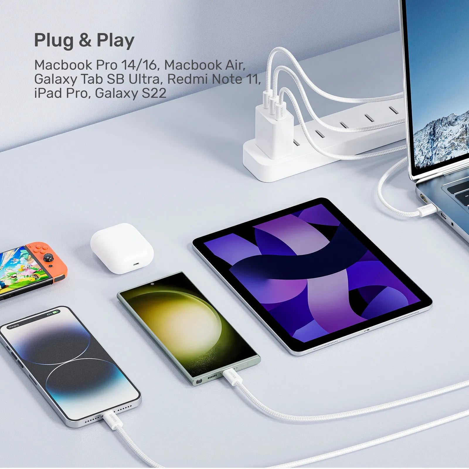 Unitek C14141A 100W Magnetic Type-C to Type-C Charging Cable - للتقنيات الحديثة TT TAB متجر