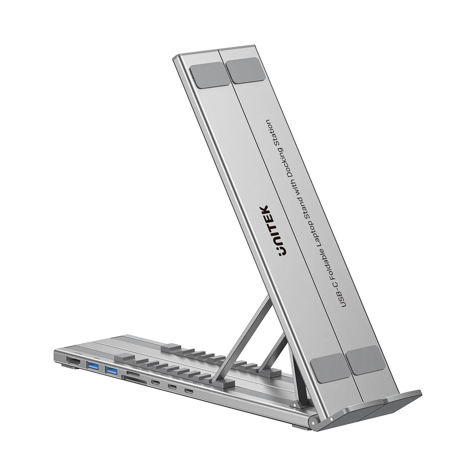 Unitek D1137AGY01 USB-C Foldable Laptop Stand with Docking Station - متجر TT Tab للتقنيات الحديثة