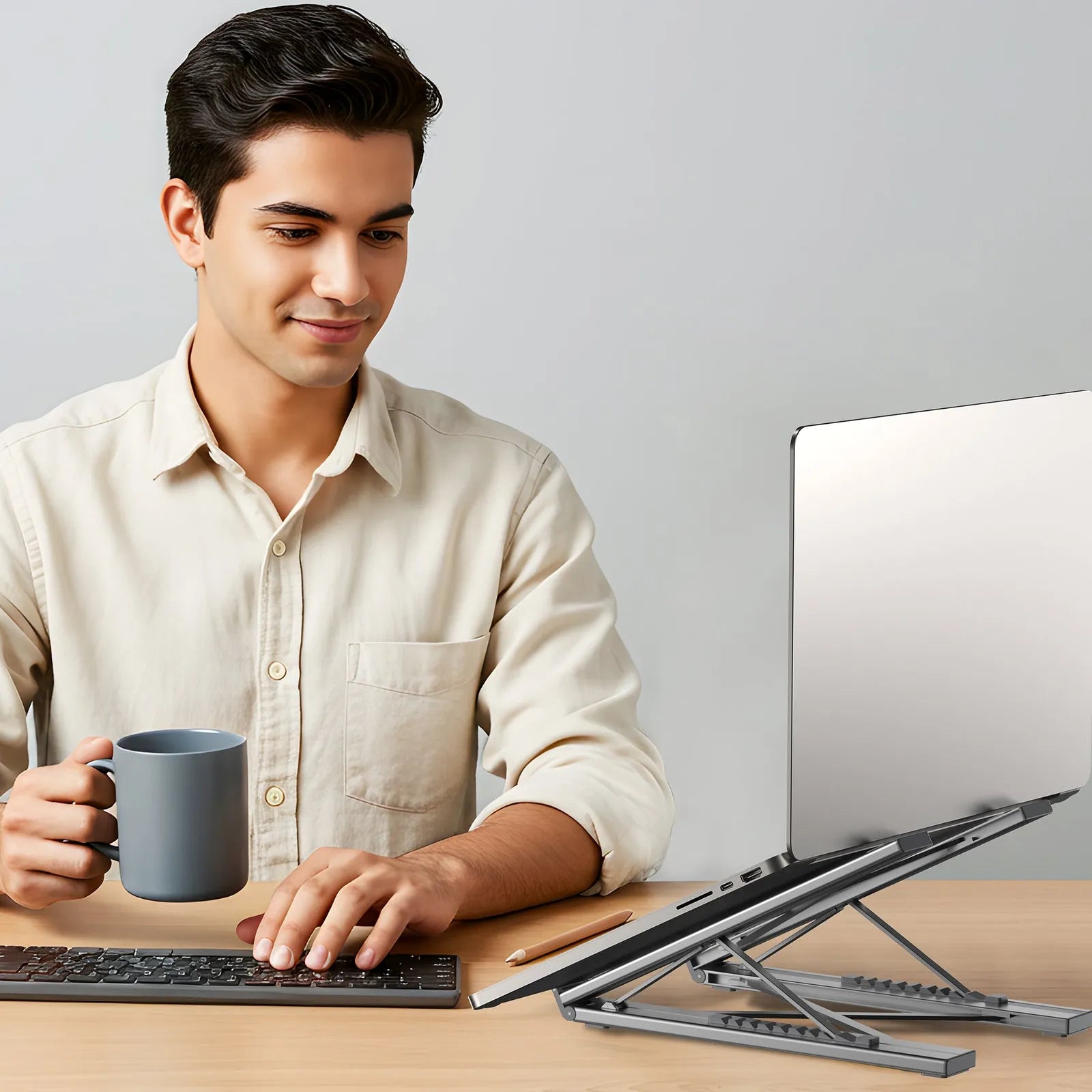 Unitek D1137AGY01 USB-C Foldable Laptop Stand with Docking Station - متجر TT Tab للتقنيات الحديثة