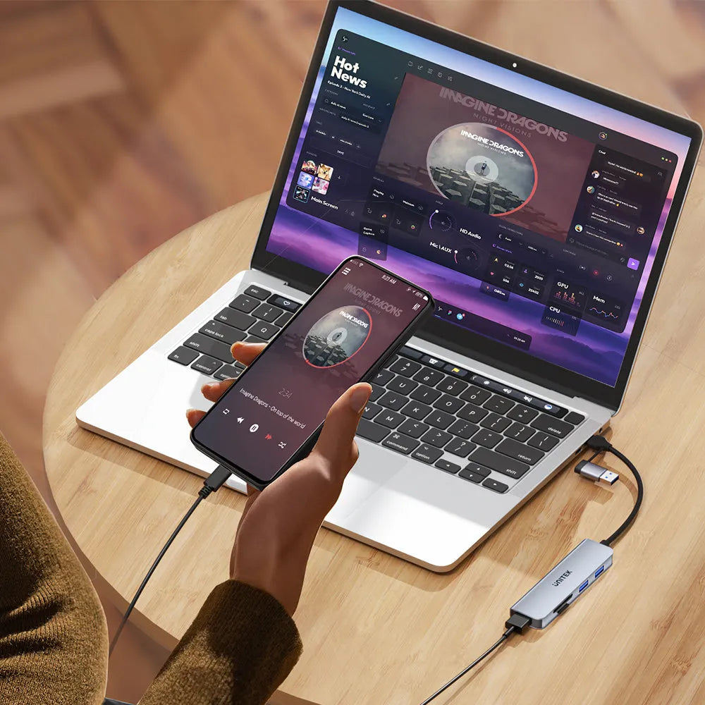 Unitek H1320A uHUB P5+ 5-in-1 USB 5Gbps Hub with SD and Micro SD Card Reader - للتقنيات الحديثة TT TAB متجر