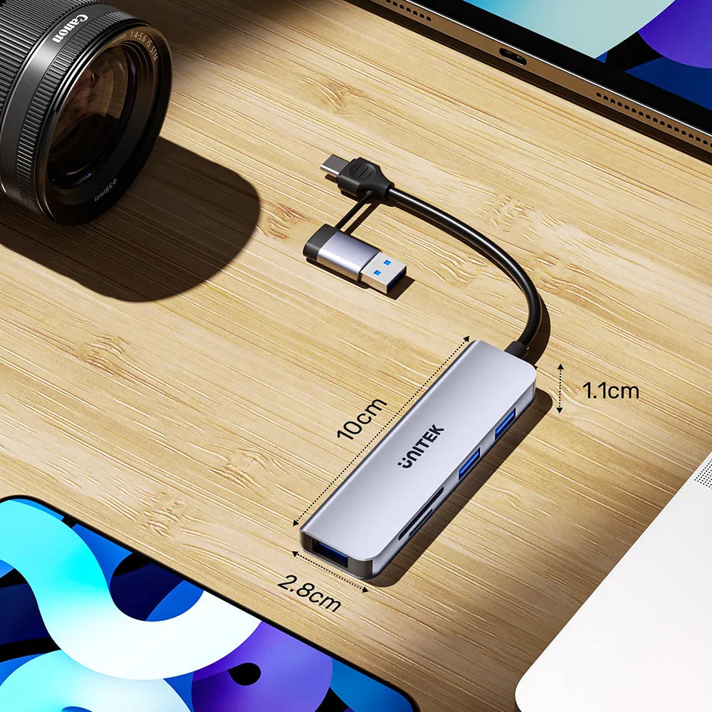 Unitek H1320A uHUB P5+ 5-in-1 USB 5Gbps Hub with SD and Micro SD Card Reader - للتقنيات الحديثة TT TAB متجر