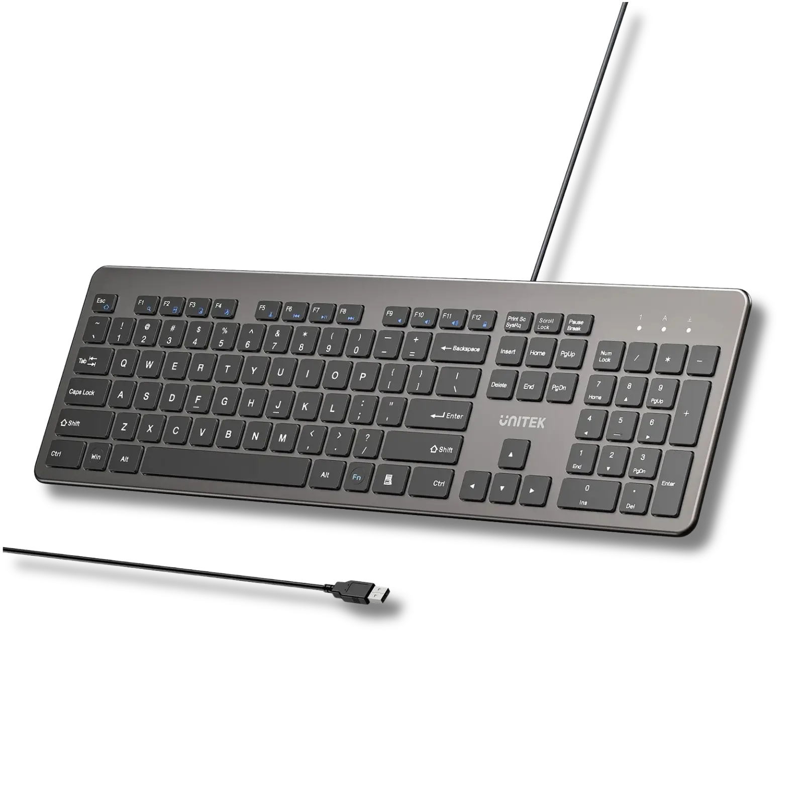 UNITEK SlimTap Ultra-Light Wired 104-Key Full-Size Keyboard with Quiet Scissor Keys - متجر TT Tab للتقنيات الحديثة
