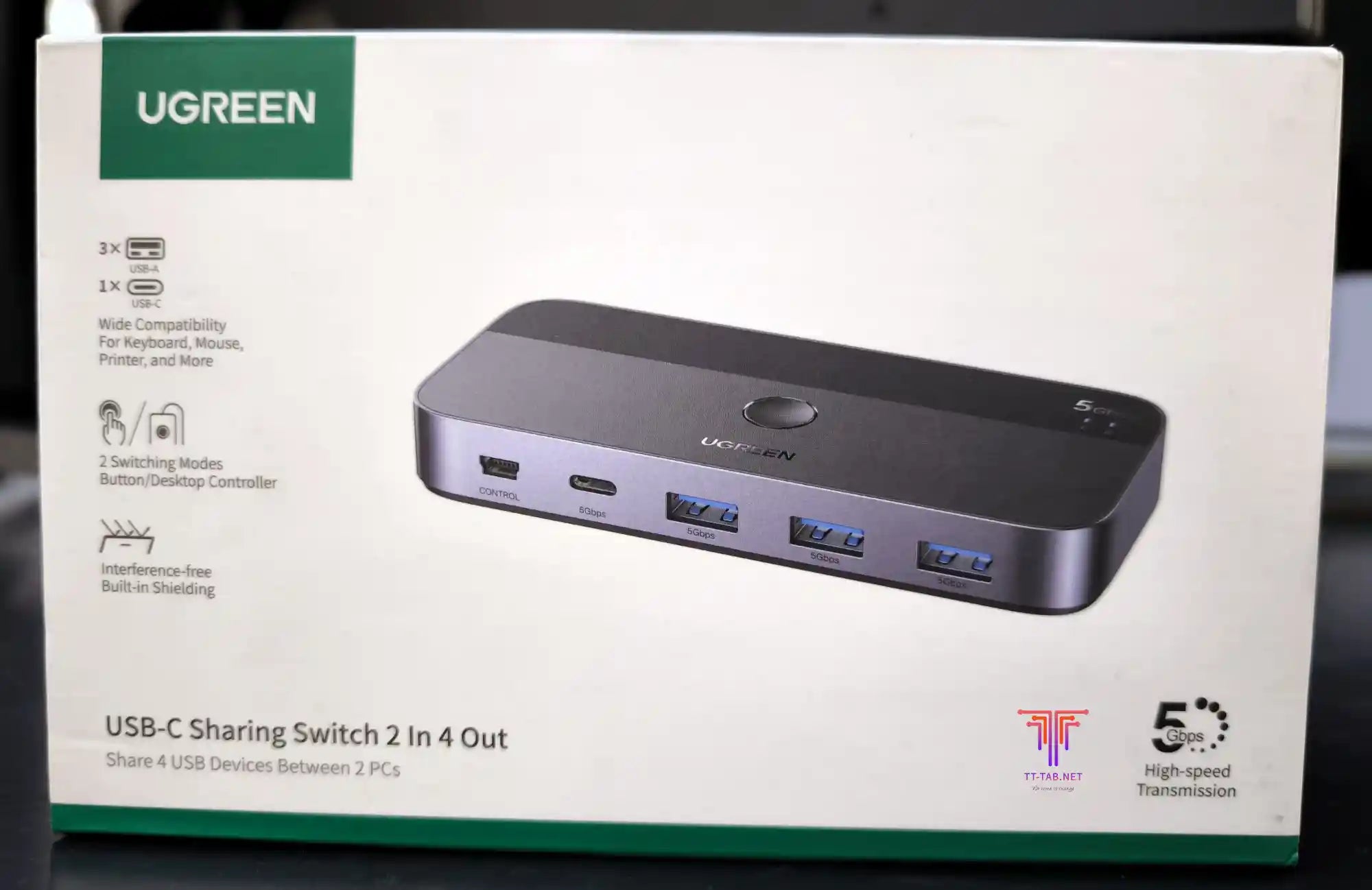 Ugreen 25098 USB 3.0 Sharing Switch 2 in 4 Out with Type-C - للتقنيات الحديثة TT TAB متجر